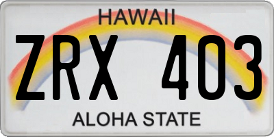 HI license plate ZRX403