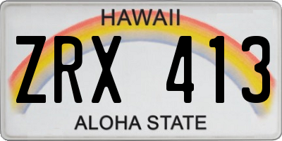 HI license plate ZRX413