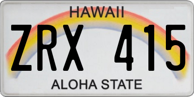 HI license plate ZRX415