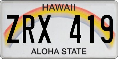HI license plate ZRX419