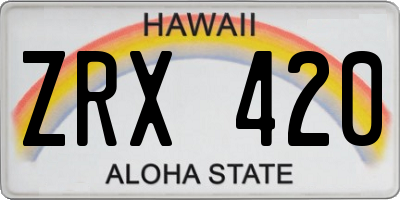 HI license plate ZRX420