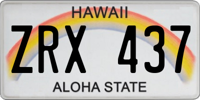 HI license plate ZRX437