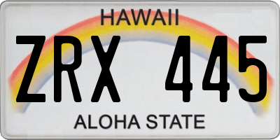 HI license plate ZRX445