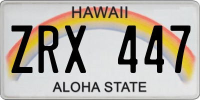 HI license plate ZRX447