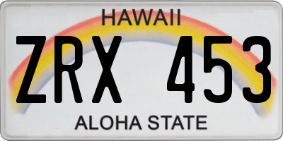 HI license plate ZRX453