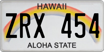 HI license plate ZRX454