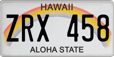 HI license plate ZRX458