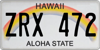 HI license plate ZRX472