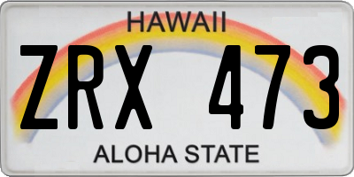 HI license plate ZRX473