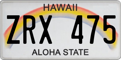 HI license plate ZRX475