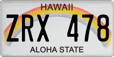 HI license plate ZRX478