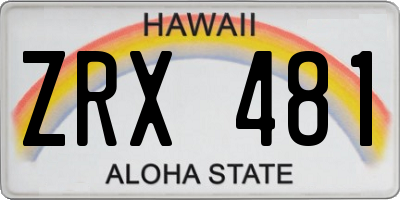 HI license plate ZRX481