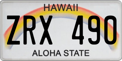 HI license plate ZRX490