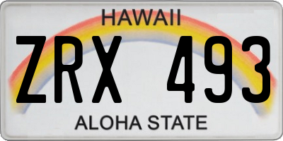 HI license plate ZRX493