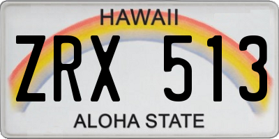 HI license plate ZRX513