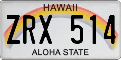 HI license plate ZRX514