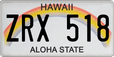 HI license plate ZRX518