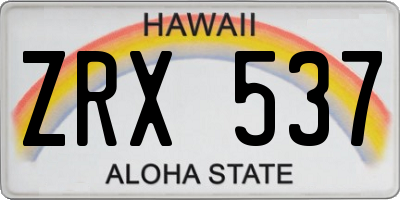 HI license plate ZRX537