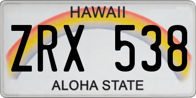 HI license plate ZRX538