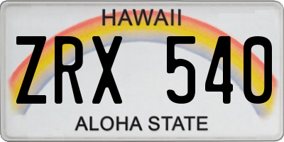 HI license plate ZRX540