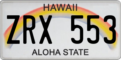 HI license plate ZRX553