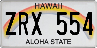 HI license plate ZRX554