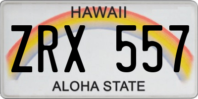 HI license plate ZRX557