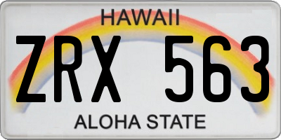 HI license plate ZRX563