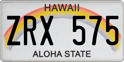 HI license plate ZRX575