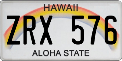 HI license plate ZRX576