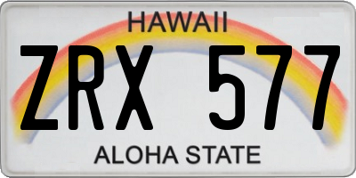 HI license plate ZRX577