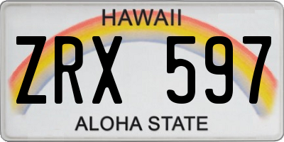 HI license plate ZRX597