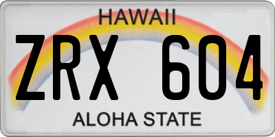 HI license plate ZRX604