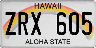 HI license plate ZRX605