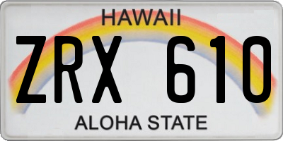 HI license plate ZRX610