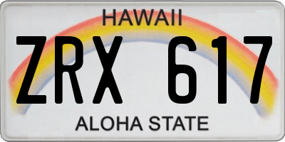 HI license plate ZRX617