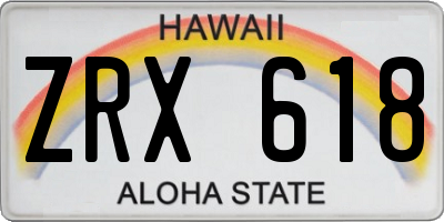 HI license plate ZRX618