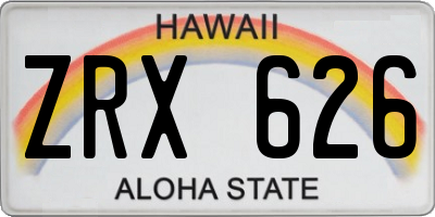 HI license plate ZRX626
