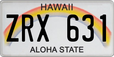 HI license plate ZRX631