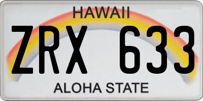 HI license plate ZRX633