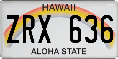 HI license plate ZRX636