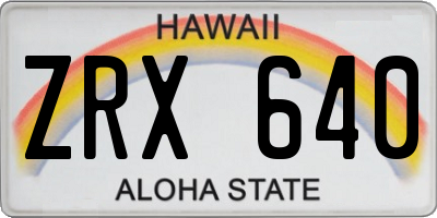 HI license plate ZRX640