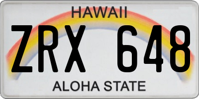 HI license plate ZRX648