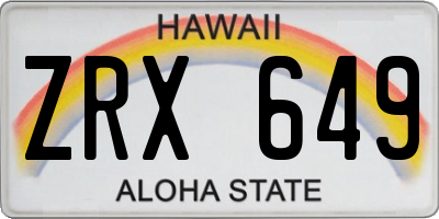 HI license plate ZRX649