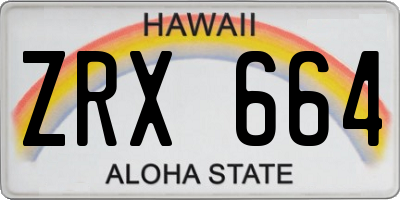 HI license plate ZRX664