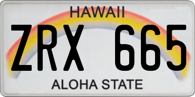 HI license plate ZRX665