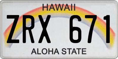 HI license plate ZRX671