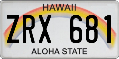HI license plate ZRX681