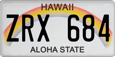 HI license plate ZRX684
