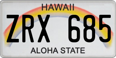 HI license plate ZRX685